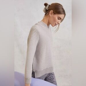 Varley Light Gray Ribbed Turtleneck Sweater